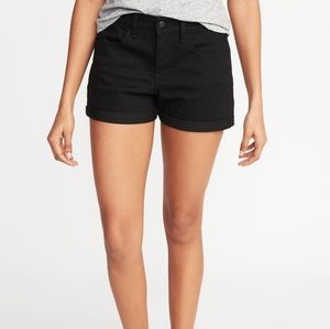 Black denim shorts